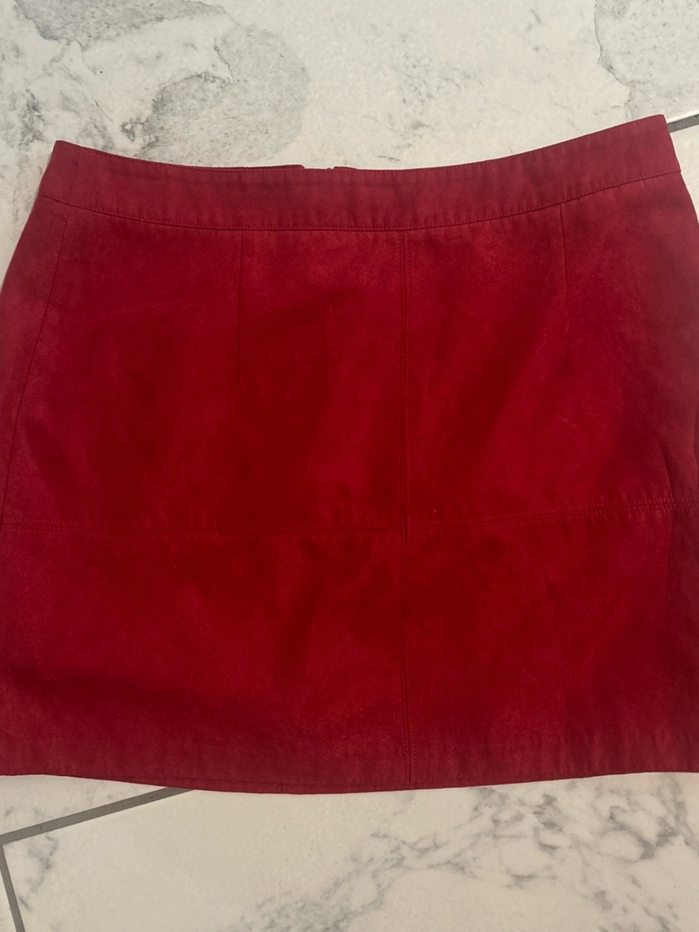 Red Suede Mini Skirt - Women